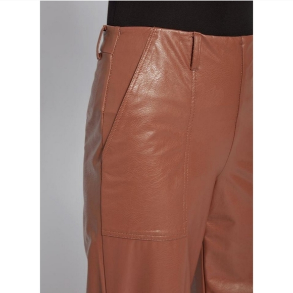 Like NEW!! Lyssé Veva Cropped Vegan Leather Pants Brown Size XS - Picture 8 of 16